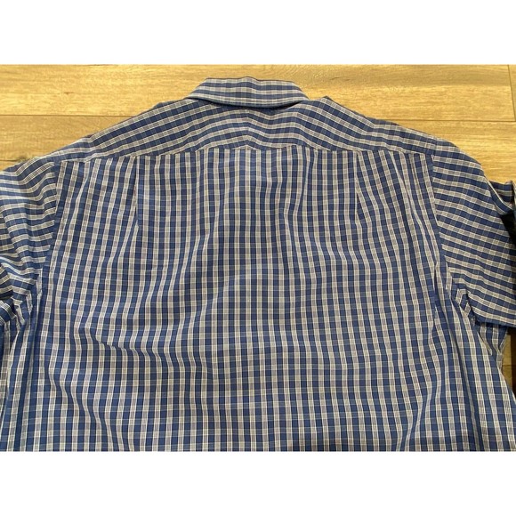 Ralph Lauren Purple Label Mens XL 17 Blue Plaid Long Sleeve Button Up Italy Made - Picture 5 of 9